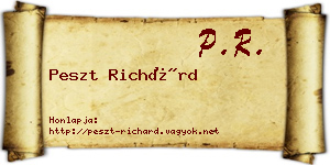 Peszt Richárd névjegykártya