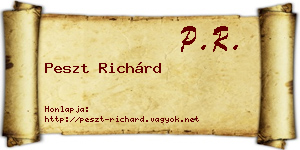 Peszt Richárd névjegykártya